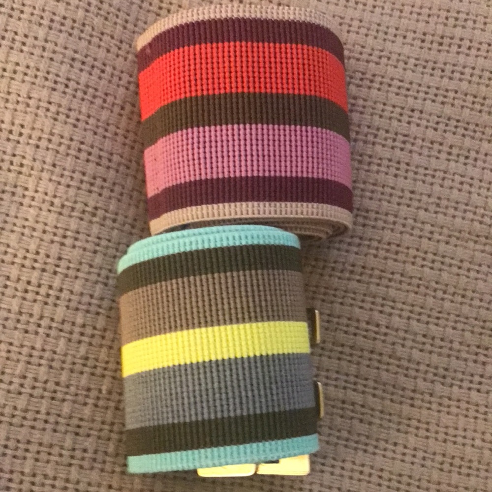 2 stretchy belts, vibrant colors can go over a dress to add pop of color! M